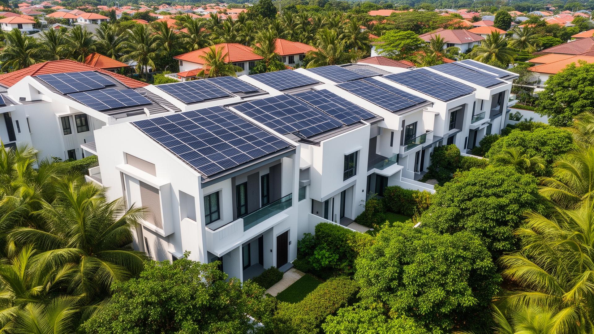 12.6 kWp rooftop solar installation at Sentosa Cove terrace house Singapore